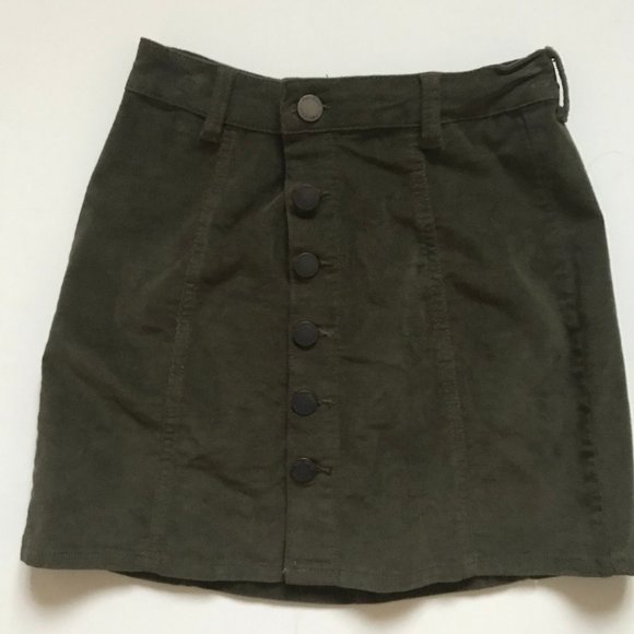 YMI Dresses & Skirts - Dark Green Button Down Skirt